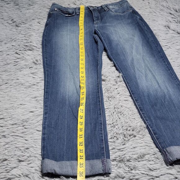 NYDJ Jeans Womens 8 Blue Ankle Crop Cuffed Straight Leg Lift Tuck Made in USA - Picture 9 of 14